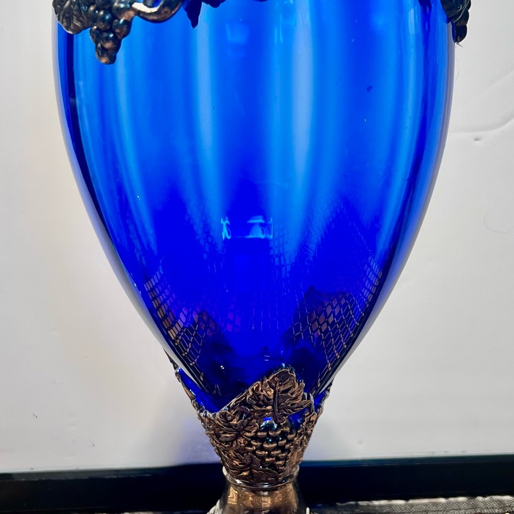 Blue Decorative Vase with Gold Accents
